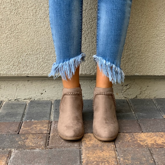 Smoke Taupe Braided Cut Out Detail Ankle Bootie - Picture 4 of 8